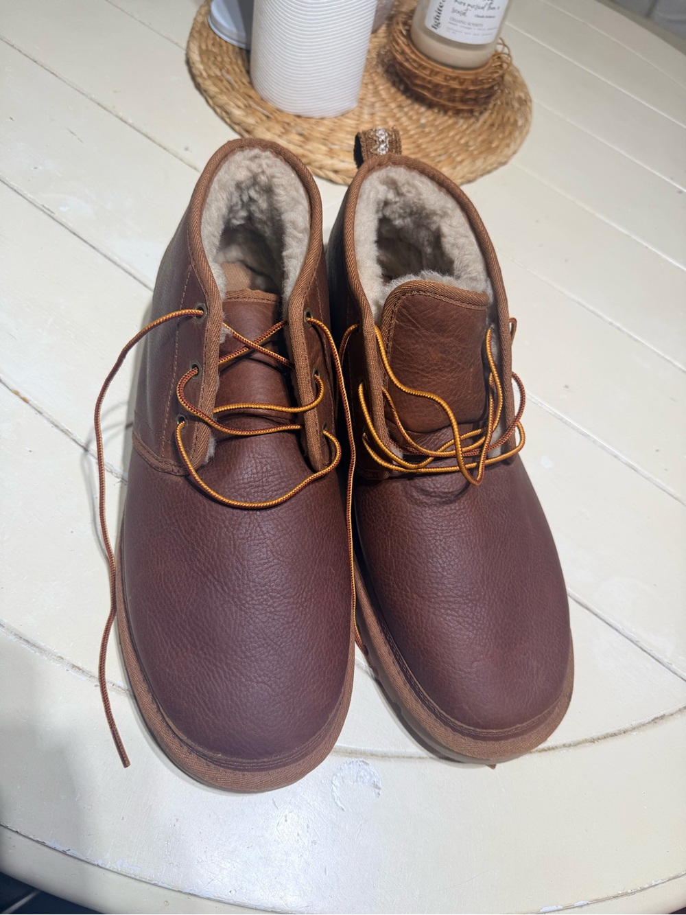 UGG Men's Chestnut Brown Leather Shearling Boots